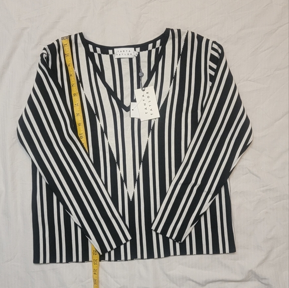 NWT TANYA TAYLOR S Black White Stripe Johnny Sweater Women - Picture 13 of 16